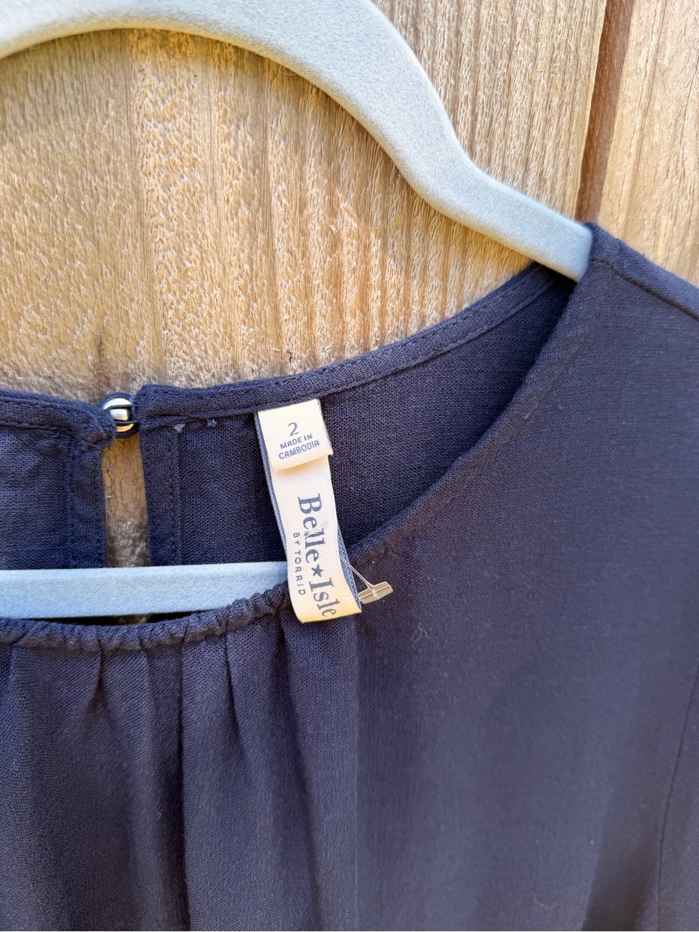 NWOT TORRID BELLE ISLE Navy Embroidered Peasant Blouse - Picture 3 of 7